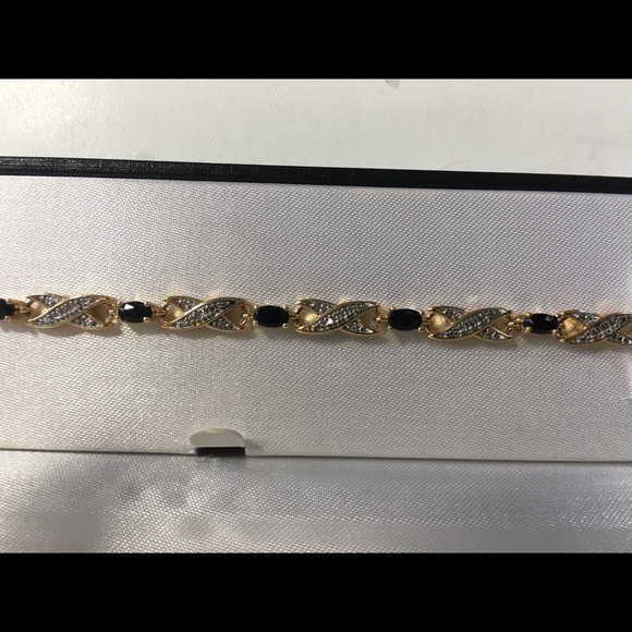 Diamond & Sapphire 18K Gold plated bracelet - Picture 3 of 4
